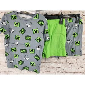 Minecraft Pajama Set 3 Piece Size 12 Short Sleeve And Shorts